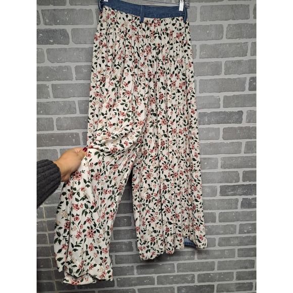 CLANE Womens Denim Floral Wide Leg High Waist Pants Bohemian Size‎ 25 - Picture 8 of 12